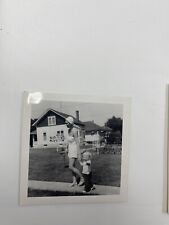 FOUND FAMILY PHOTOGRAPH B&W SUMMER DAY Original Girl In Swimsuit picture