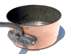 Vintage 4.9inch Copper Saucepan Villedieu France Hammered Tin Lining 2mm 1.5lbs picture