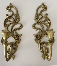 Vintage Pair of Gilded Gold Syroco Wall Sconces Hollywood Regency MCM READ picture