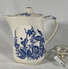 Vintage Ceramic Electric Teapot Blue And White flowers Japan WORKS picture
