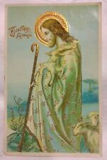 Wesotego Alleluja Happy Easter Jesus With Lambs Vintage Postcard  picture