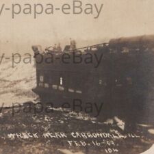 1909 RPPC Train Railroad Wreck Carbondale Jackson Williamson County IL Postcard picture
