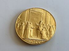 Pope Leo XIII Pont Max Anno JVBILAEI Rome MCM (1900) Gold Tone Medal picture