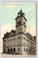 c1900s 1908~St. Joseph Missouri MO~Post Office & Custom House~8th St~Postcard picture