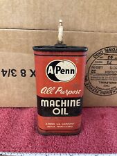 Old Vintage A PENN Household Oil 4 oz.  Machine Oiler Advertising Tin Can picture