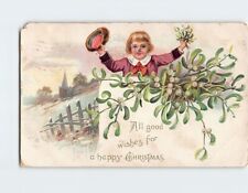 Postcard All good wishes for a happy Christmas with Embossed Art Print picture