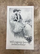 Vintage Postcard “Will Remain Here Indefinitely” Romantic Unposted picture