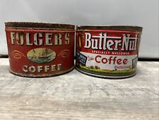 Rare Vintage Coffee Tin Can Lot Of 2 Butter-Nut & Folder’s Coffee picture