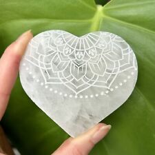 NEW Fractalista Designs ETCHED SELENITE HEART “RADIATE BLISS” — 3” Palm Stone picture