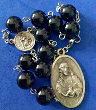 Onyx Auto Rosary 10mm Sacred Heart of Jesus St Christopher Saint Chaplet picture