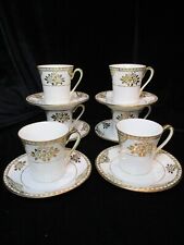 ANTIQUE NORITAKE JAPAN HAND PAINTED GOLD ENCRUSTED FLOWER 6 DEMITASSE CUP SAUCER picture