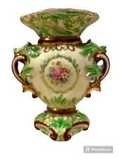 OLD RARE WEDGWOOD & CO.LTD England VASE W FLOWERS BURGUNDY AND GREEN GOLD TRIM picture