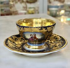 Antique Germany SPM Cobalt Cup &Saucer From 1855 Portrait picture