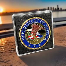 DOJ Challenge Coin United States DEPARTMENT OF JUSTICE w/case NEW picture