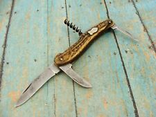 ANTIQUE WADSWORTH GERMANY BONE CHAMPAGNE CORKSCREW POCKET KNIFE KNIVES BAR TOOLS picture