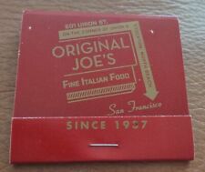 Vintage Original Joe's Restaurant San Francisco, CA Matchbook Full Unstruck picture