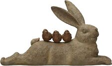 Decorative Resting Rabbit With Birds Figurine Décor, 16.5