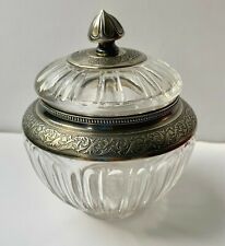 19th Century  French Napoleon III Period Crystal and Solid Silver Sugar Bowl picture