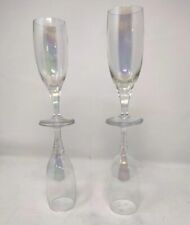 6 Inch Heavy Lead Irridescent Flute Glasses picture