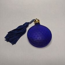 Beautiful Vintage Empty Mini Perfume Cobalt Blue Round Glass With Blue Tassel  picture