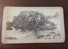 Antique Photo Men & Women Seashore Dip Net Fishing American Albumen picture