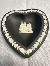 Wedgwood Jasperware Black and White Heart Shaped Trinket Dish Ladies Goddess picture