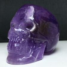 355g  Natural Crysral .PURPLE Crystal Quartz. Skull Healing Carving .GIFT picture
