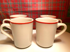 Homer Laughlin Orange Stripe Coffee Tea Cup Restaurant Ware Vintage USA Lot of 4 picture