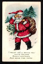 3602 Antique Vintage Postcard Santa Snowstorm CINCINNATI 1919 RED CROSS STAMP picture