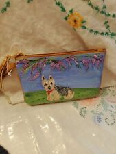 Hand Painted Yorkie painting♡ Wristlet  Yorkie  picture