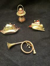 Vintage Small Copper Brass Christmas Ornaments Lot of 4 picture