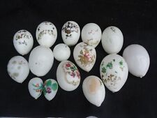 15 Antique Victorian Milk Glass Easter Eggs Hand Blown Embossed picture