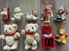 Vintage Christmas Bear Ornaments Lot Of 9 EUC picture