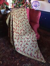 American Antique Large 1890s Patchwork Quilt Brown Red #270A TWO SIDED picture