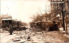 Real Photo Postcard Street Car Trolly Damage From 1913 Flood in Dayton, Ohio picture