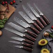 10PC Japanese Damascus pattern Stainless Steel Kitchen Chef Knives Set picture