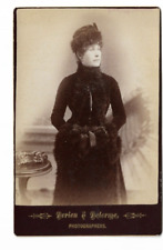 CABINET CARD ,  BEAUTIFUL LADY ONTARIO , WELL DRESSED, ANTIQUE TABLE picture