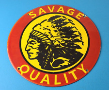 Vintage Savage Arms Sign - Quality Porcelain Service Gun Ammo Gas Oil Pump Sign picture