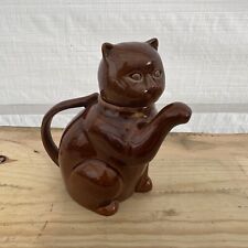 Vtg Katoomie Chinese Collectable Teapot 7x7 Inches Glossy Brown picture