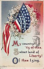 4th of July Flag flowers song Clapsaddle Postcard BD162 picture