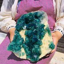 15.88LB Natural Rare Green Cube Fluorite crystal Mineral Specimen stone healing picture