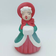 Vintage Christmas Caroler Girl Ceramic Handmade Hand Painted 4” Holland Mold picture