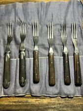 Antique 3 Prong Forks With Wood Handles picture