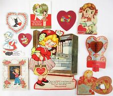 Lot of 10 Used Valentines Vintage Valentine Cards, Mid Century, 40s 50s, Fragile picture
