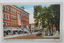 Wallingford, CT North Main Street from Center Flag White Border Postcard K26 picture