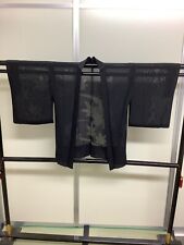 Japanese Vintage Kimono Haori Jacket silk black Seethrough Height 31.49inch picture