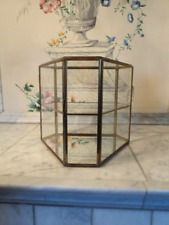 brass glass curio display case~ unique shape picture