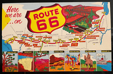 Vintage Postcard 1950's Here we are on Route 66, Los Angeles to Chicago. picture