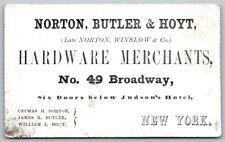 1840-50s Victorian Business Trade Card New York NY Norton Butler Hoyt Hardware picture
