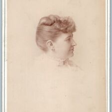 c1880s Chicago IL Young Lady Woman Girl Head Profile Cabinet Card Photo Brund B1 picture